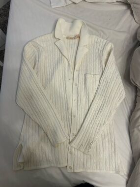 Brooks Cream Ribbed Knit Cardigan